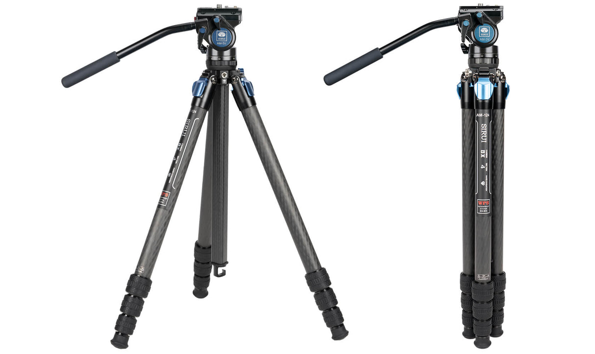 SIRUI Lightweight AM-124 Carbon Fiber Tripod with AM-5V Fluid Head