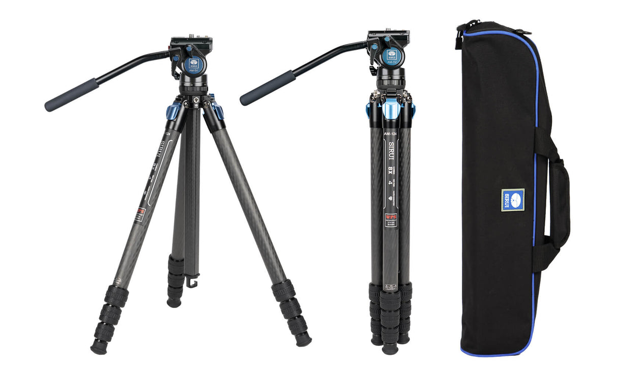 SIRUI Lightweight AM-124 Carbon Fiber Tripod with AM-5V Fluid Head