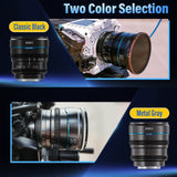 SIRUI Night Walker T1.2 S35 Frame Cine Lens Series in Classic Black and Metal Gray color options.