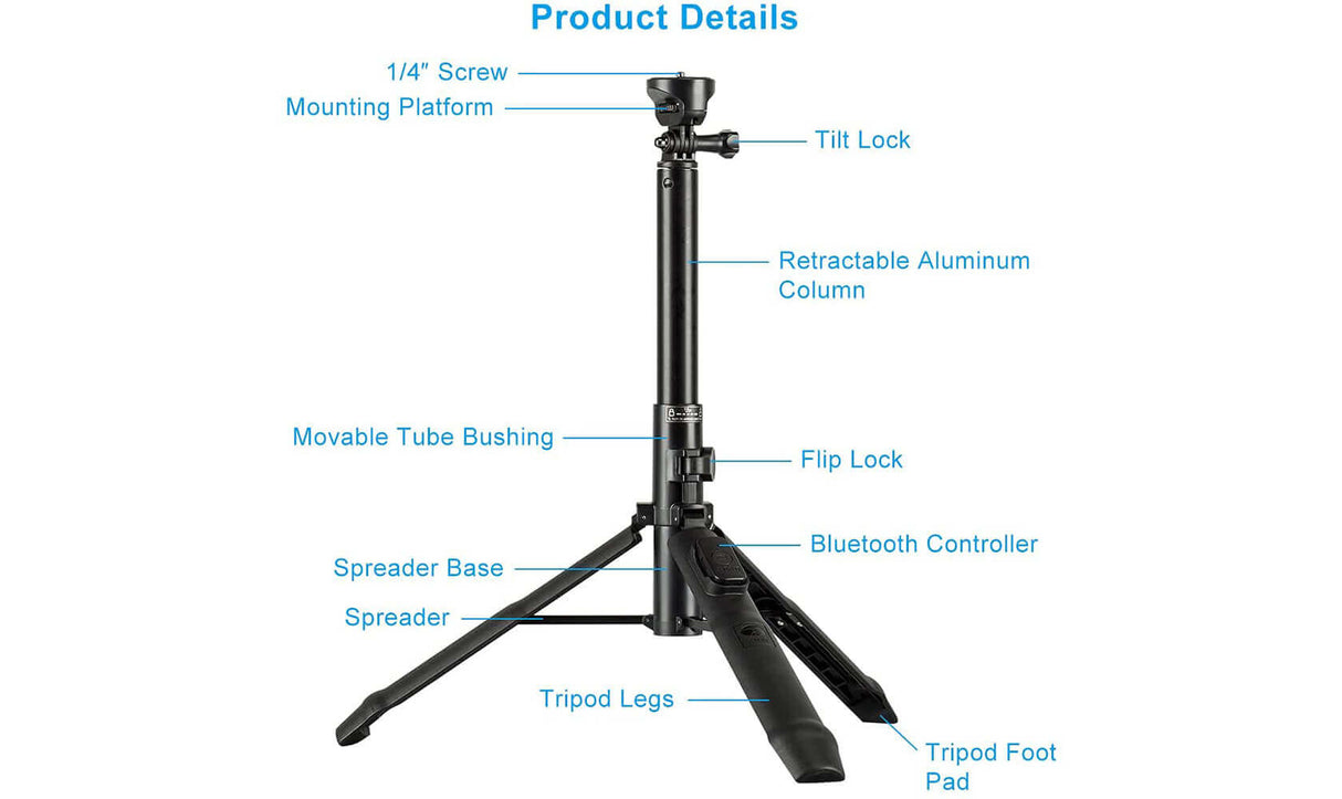 SIRUI MS-01K Extendable Selfie Stick Tripod Stand for Phones 1