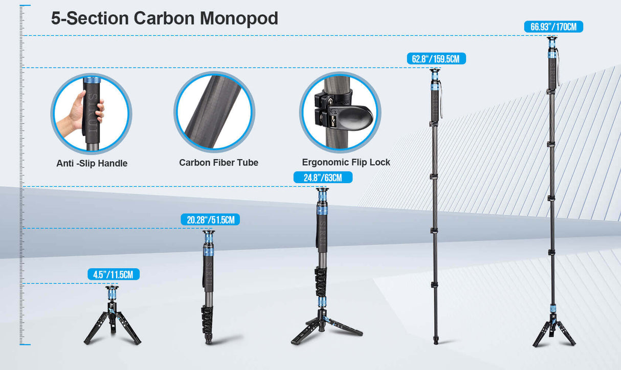 SIRUI P-325FL/FS 5 Section Carbon Fiber Monopod 5