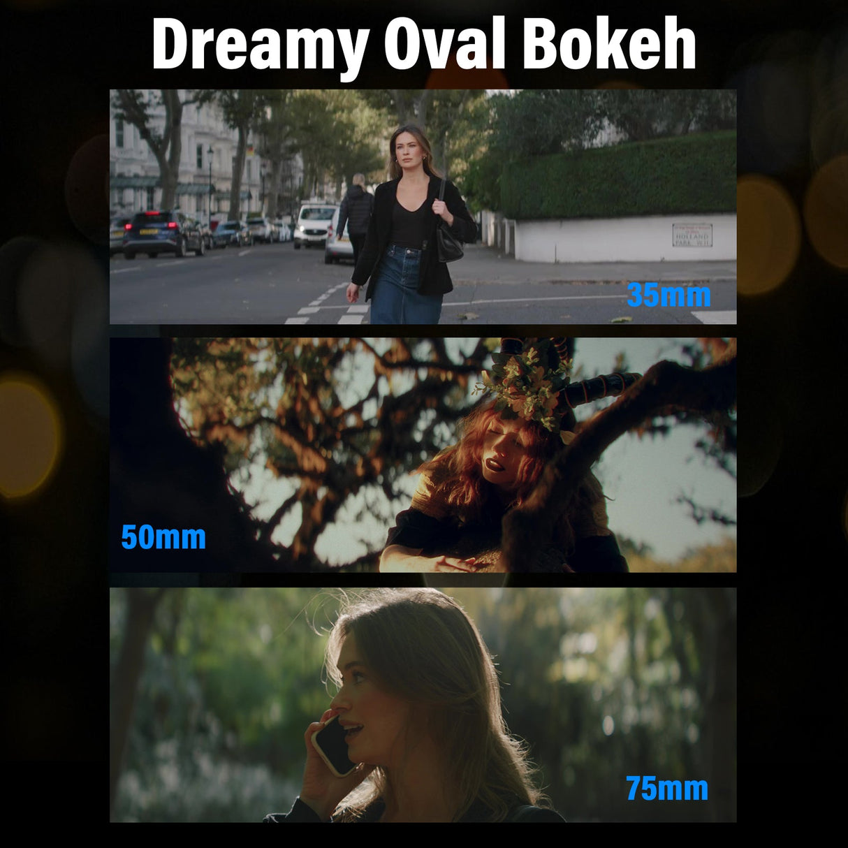 Dreamy Oval Bokeh examples using SIRUI Saturn 35/50/75mm T2.9 1.6x Full-Frame Carbon Fiber Anamorphic Lens.
