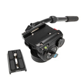 SIRUI P-326SR Multifunction Carbon Monopod with VH-10 Fluid Video Head - PSR Series fluid video head and quick-release plate.