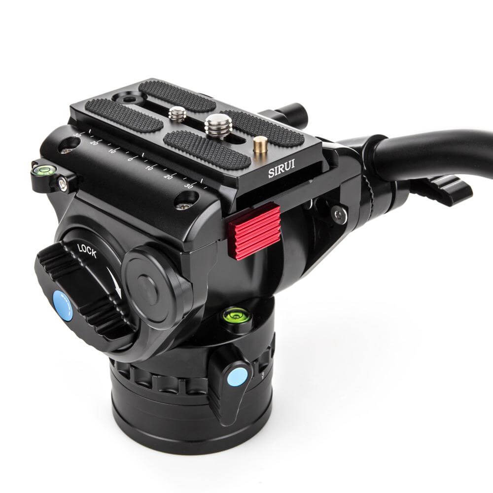 SIRUI P-326SR Multifunction Carbon Monopod with VH-10X Pro Fluid Video Head - PSR Series video head close-up.