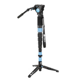 SIRUI P-426SR Multifunction Carbon Monopod with VH-10 Fluid Video Head - PSR Series standing with tripod legs deployed