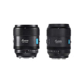 SIRUI AURORA Series 85mm F1.4 Full-frame Autofocus Lens and 35mm F1.4 lens side by side on white background.