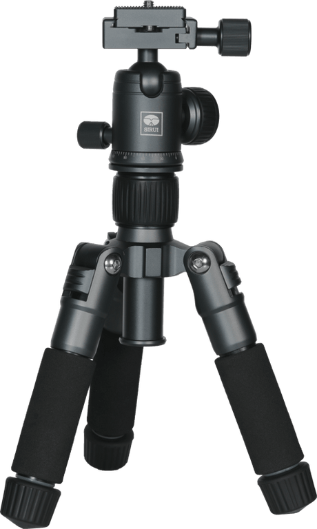 Sirui TT-50 Tabletop tripod with adjustable legs and camera mount for compact photography solutions.