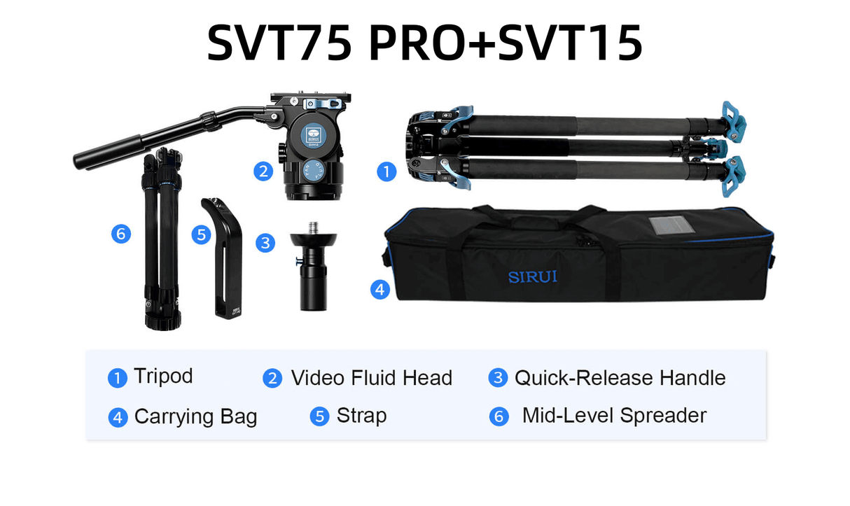 SIRUI SVT75 One-Step Height Adjustment Video Tripod