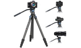 SIRUI Lightweight AM-124 Carbon Fiber Tripod with AM-5V Fluid Head