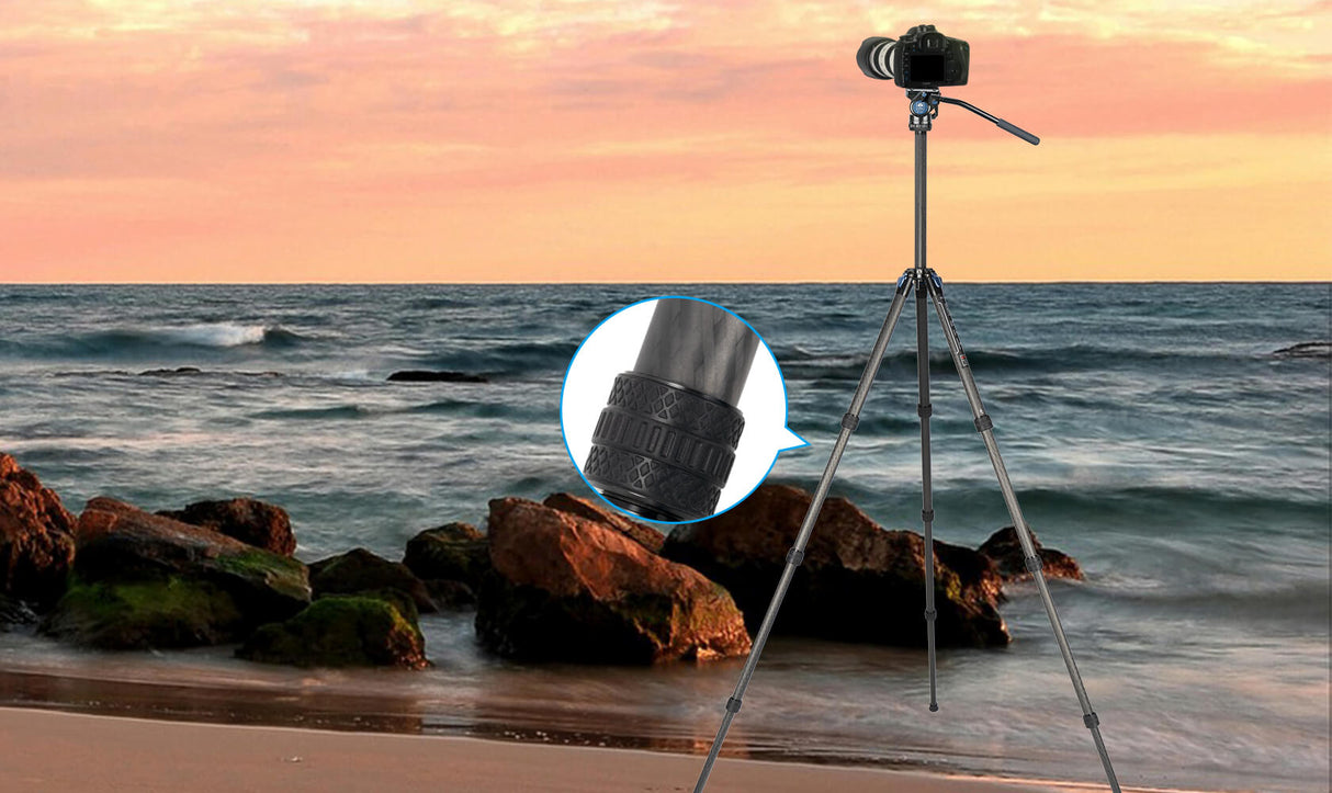SIRUI Lightweight AM-124 Carbon Fiber Tripod with AM-5V Fluid Head