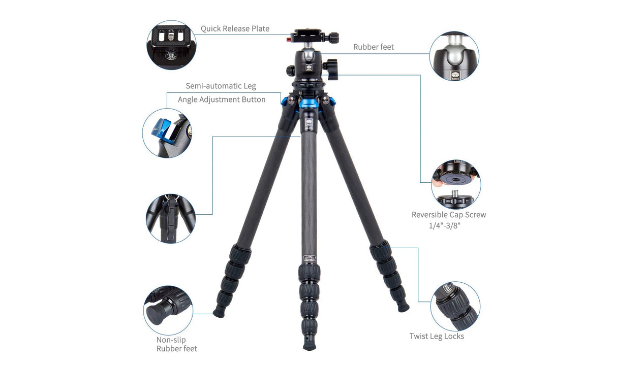 SIRUI AM-225 Carbon Fiber Small Tripod with B-00K Ball Head